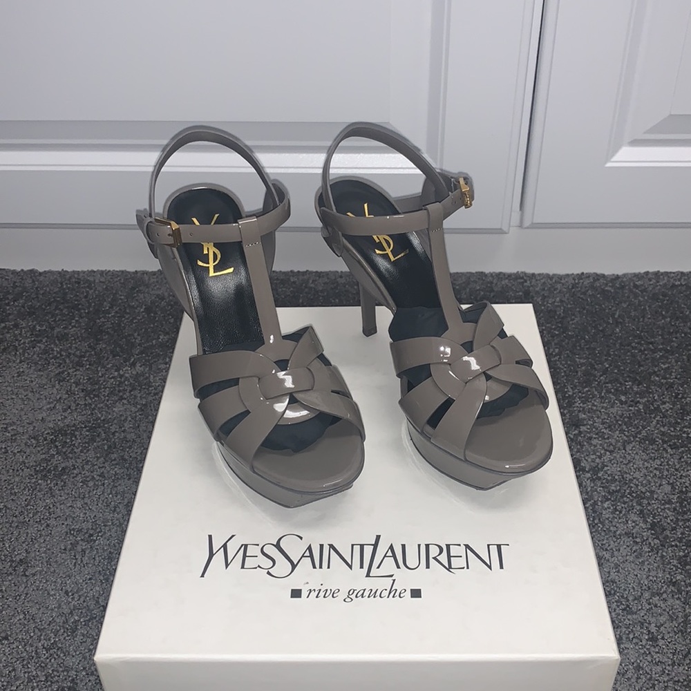 Yves Saint Laurent Tribute Patent Leather Sandals